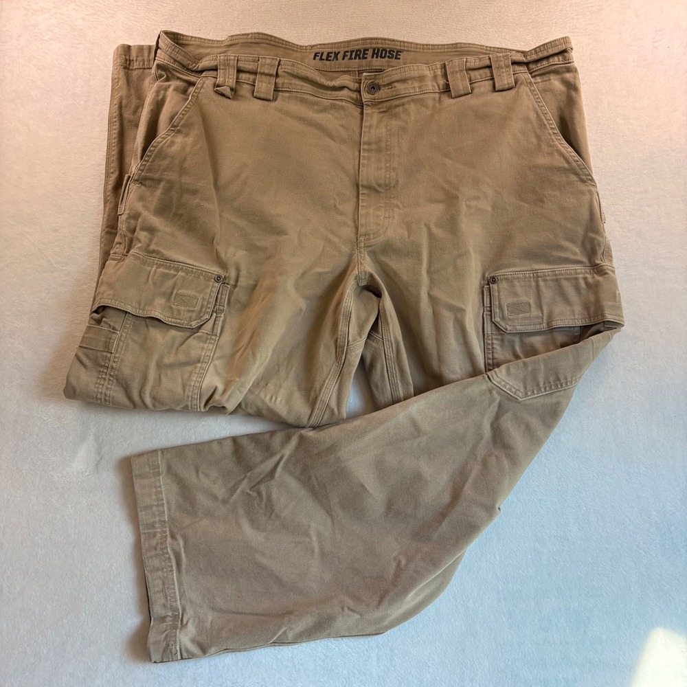 Duluth Trading Co Flex Fire Hose Cargo Pants Khaki Tan Relaxed Fit 44x30 Mens